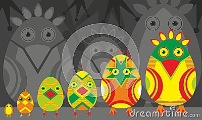 Birds family Vector Illustration