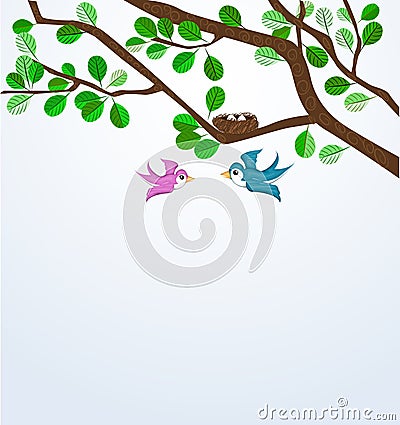 Birds family Vector Illustration