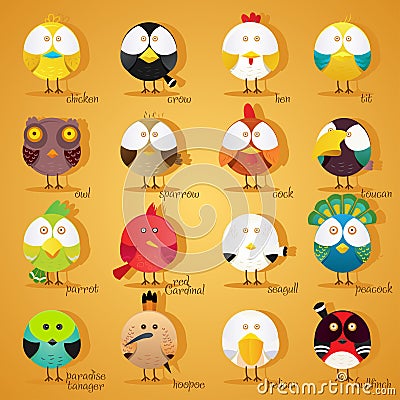 Birds icon set Vector Illustration