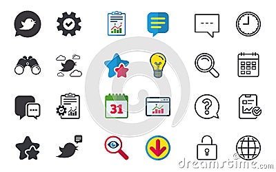 Birds icons. Social media speech bubble. Vector Illustration