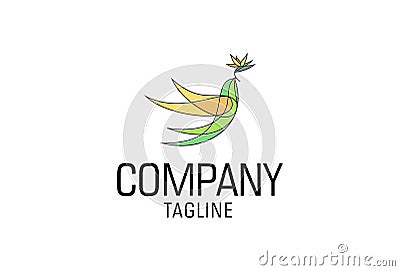 Birds logo in stained glass style logo design Vector Illustration