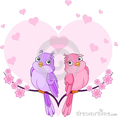 Birds in love Vector Illustration