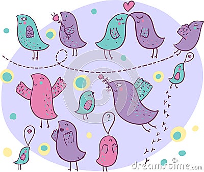 Birds in love Vector Illustration
