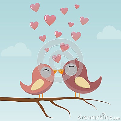 Birds in Love Vector Illustration