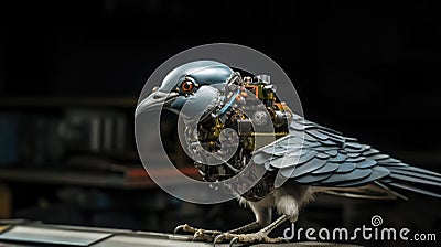 Birds are not real. Mechanical Pigeons - Satirical Depiction of Birds as Surveillance Bots Stock Photo