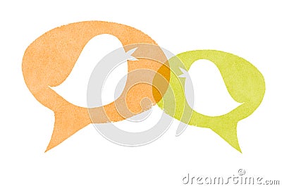 Birds Orange and Green Speech Bubbles Stock Photo