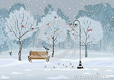 Birds in the park Vector Illustration