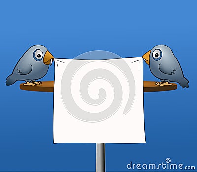 Birds with poster Stock Photo