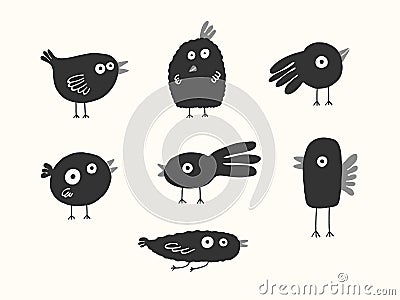 Birds silhouettes set Vector Illustration