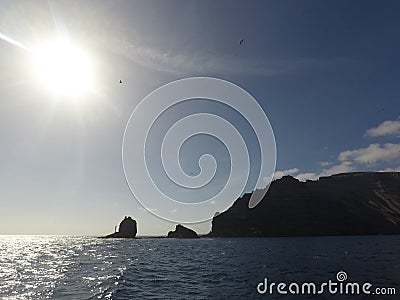 Birds traveling from la graciosa to lanzarote Stock Photo