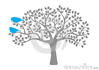 Birds On Tree, Birds on Branch, Birds Silhouette, Colorful Birds, Art Design, Wall Art, Wall Decals Vector Illustration