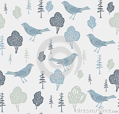 Birds and trees. Vector Illustration