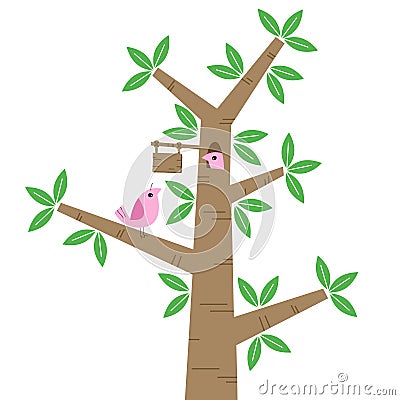 Birds and trees Vector Illustration