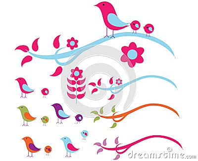 Birds on a wire Vector Illustration