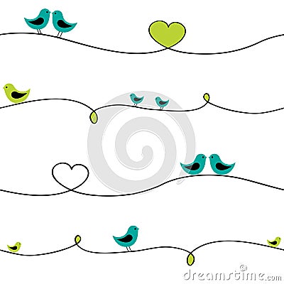 Birds on wire Vector Illustration