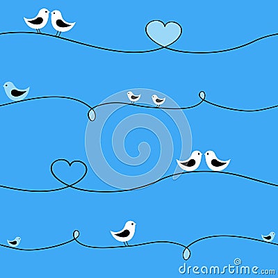 Birds on wire Vector Illustration