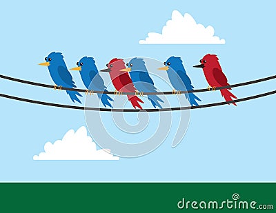 Birds Wire Vector Illustration