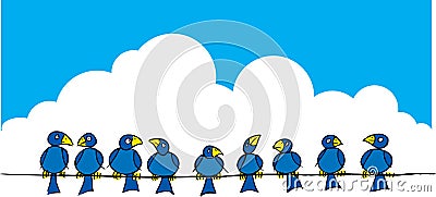 Birds on a wire Vector Illustration