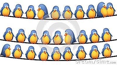 Birds on wire Vector Illustration
