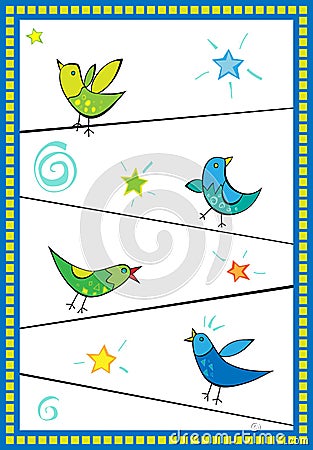 Birds on wires Vector Illustration