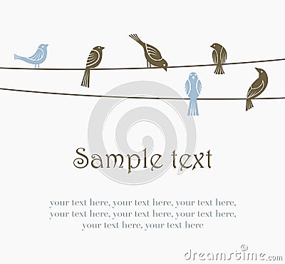 Birds on wires Vector Illustration