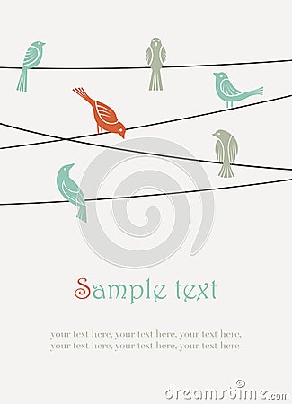 Birds on wires Vector Illustration