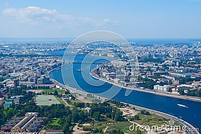 Birdseye view of Neva river Stock Photo