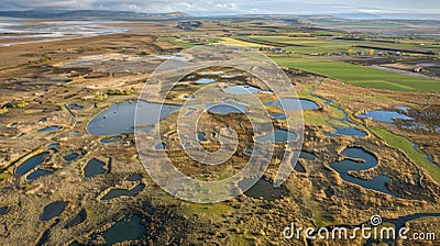 A birdseyeview of a landscape dotted with craters from hailstones a reminder of the intensity of the storm Stock Photo