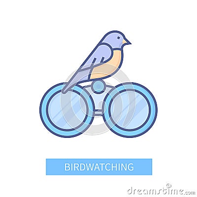 Birdwatching - modern colored line design style icon Vector Illustration