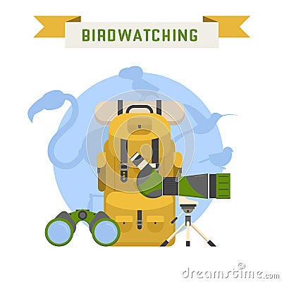 Birdwatching Tourism Concept Vector Illustration Vector Illustration