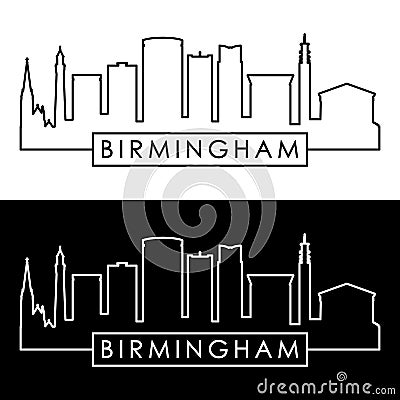 Birmingham skyline. Linear style. Vector Illustration