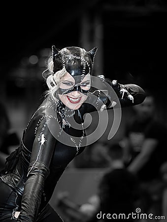 Catwoman Cosplay portrait girl costume Editorial Stock Photo