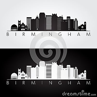 Birmingham usa skyline and landmarks silhouette Vector Illustration