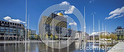 Birmingham, West Midlands, UK, May 2021, Library of Birmingham and Fountains Editorial Stock Photo