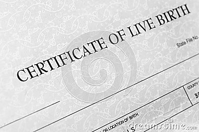 Birth Certificate Detail Stock Photo