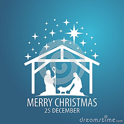 Birth of Christ scene Vector Illustration