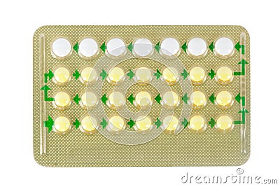 Birth control pills in strip/28 pills Stock Photo