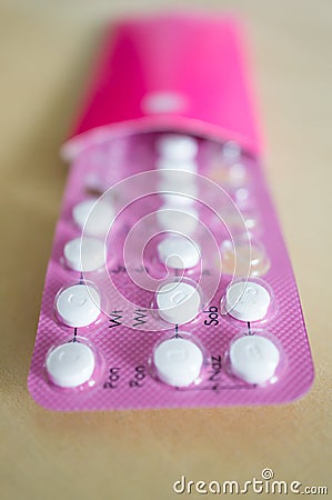 Birth control pills strip Stock Photo