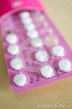 Birth control pills strip Stock Photo