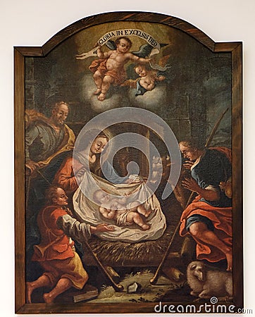 Birth of Jesus, Adoration of the Shepherds Editorial Stock Photo