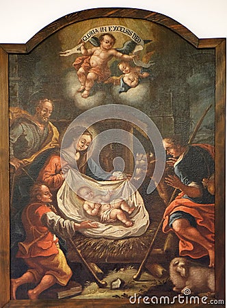 Birth of Jesus, Adoration of the Shepherds Editorial Stock Photo