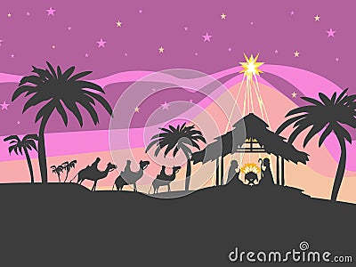 Birth of Jesus in Bethlehem - abstract card Vector Illustration