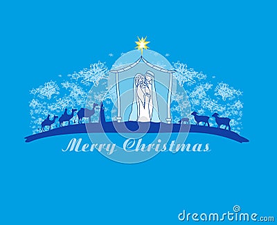 Birth Jesus Bethlehem Abstract Card Vector Illustration