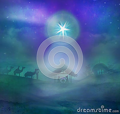 Birth of Jesus in Bethlehem. Stock Photo