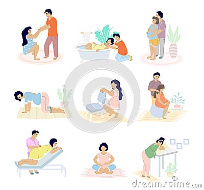 Birth positions set, vector flat isolated illustration Vector Illustration