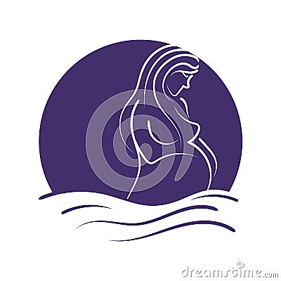 Water birth logo design vector woman and nature symbol illustration Vector Illustration