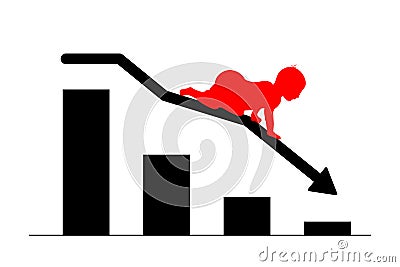 Birth rate decreasing and declining concept Vector Illustration