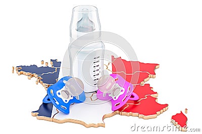 Birth rate and parenthood in France concept, 3D rendering Stock Photo