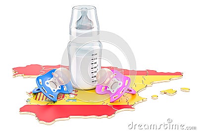 Birth rate and parenthood in Spain concept, 3D rendering Stock Photo