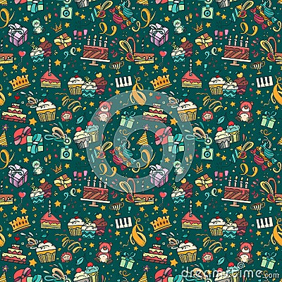 Birthaday seamless pattern. Vector Illustration